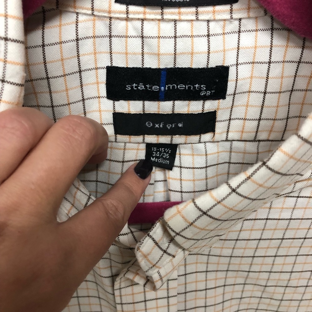 Statements Men’s size medium oxford dress shirt - Picture 6 of 7